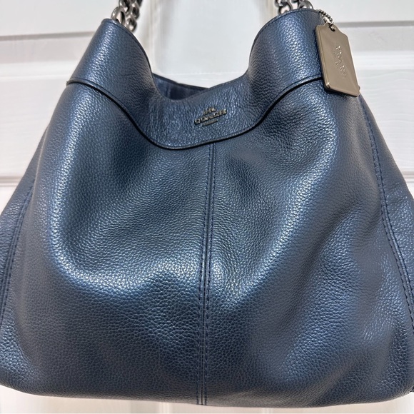 Coach Edie 31 Large Hobo in Midnight Navy Pebbled Leather LIKE NEW - Picture 3 of 15